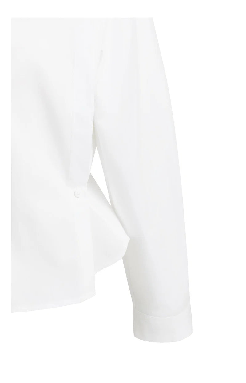 YAYA Poplin Blouse, Adjustable Waist & Long Sleeves, White