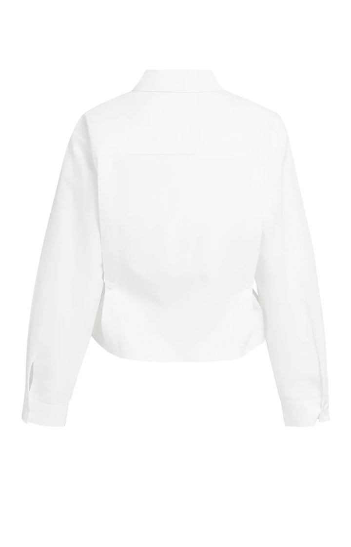 YAYA Poplin Blouse, Adjustable Waist & Long Sleeves, White