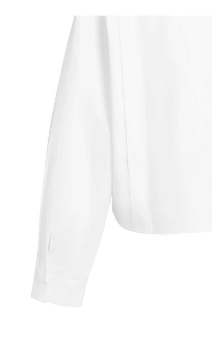 YAYA Poplin Blouse, Adjustable Waist & Long Sleeves, White