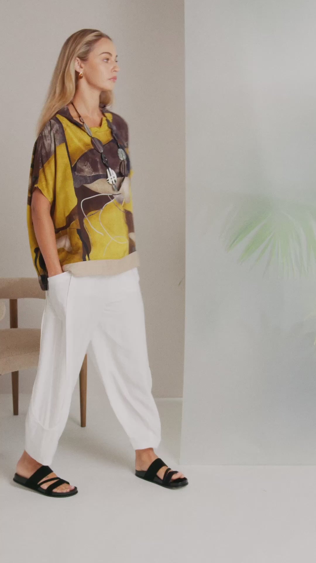 NAYA Oasis High Neck Square Shape Print Top