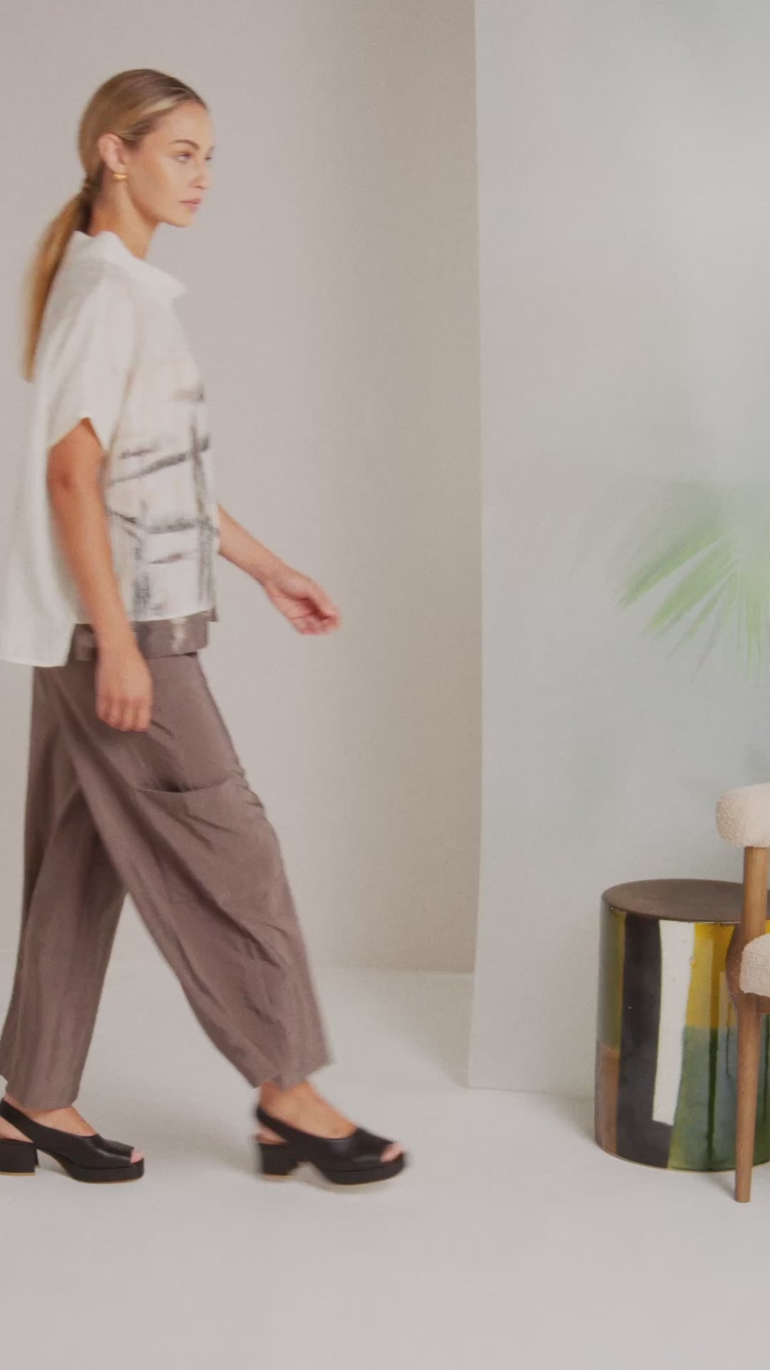NAYA Taupe Wide Leg Trousers