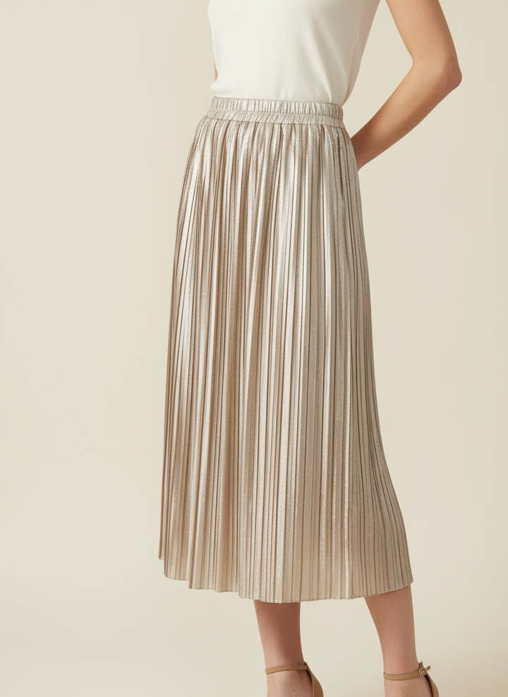 Rose Shiny & Pleated Skirt
