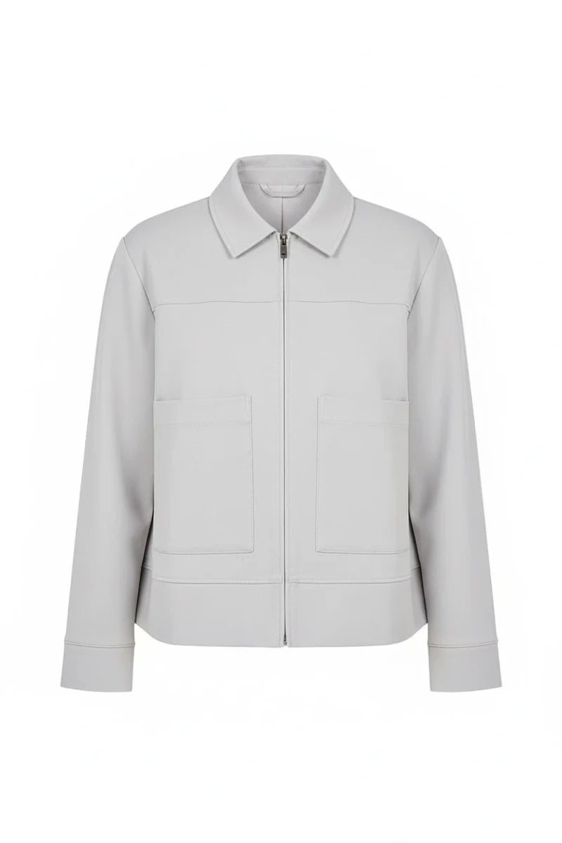 Peruzzi Light Grey Zip Short Jacket